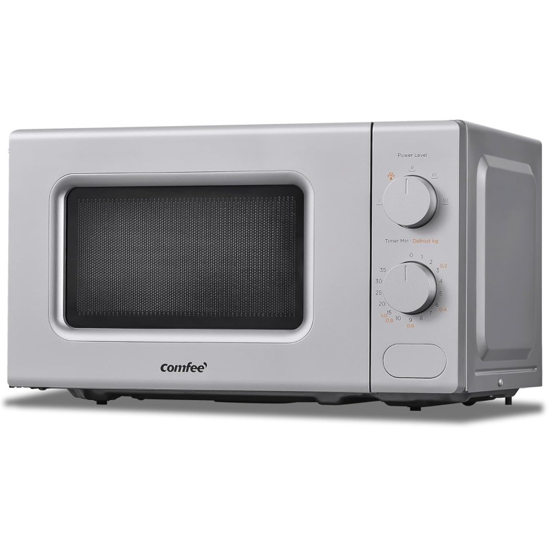 COMFEE' Forno a Microonde Grigio, 20 Litri, 700 W, 5 Livelli di Potenza, Funzione di Scongelamento Rapido, Timer Manuale, Design Compatto-CM-M202CC(GR) - Grigio