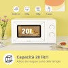 COMFEE' Forno a Microonde Bianco, 20 Litri, 700 W, 5 Livelli di Potenza, Funzione di Scongelamento Rapido, Timer Manuale, Design Compatto-CM-M202CC(WH) - Bianco