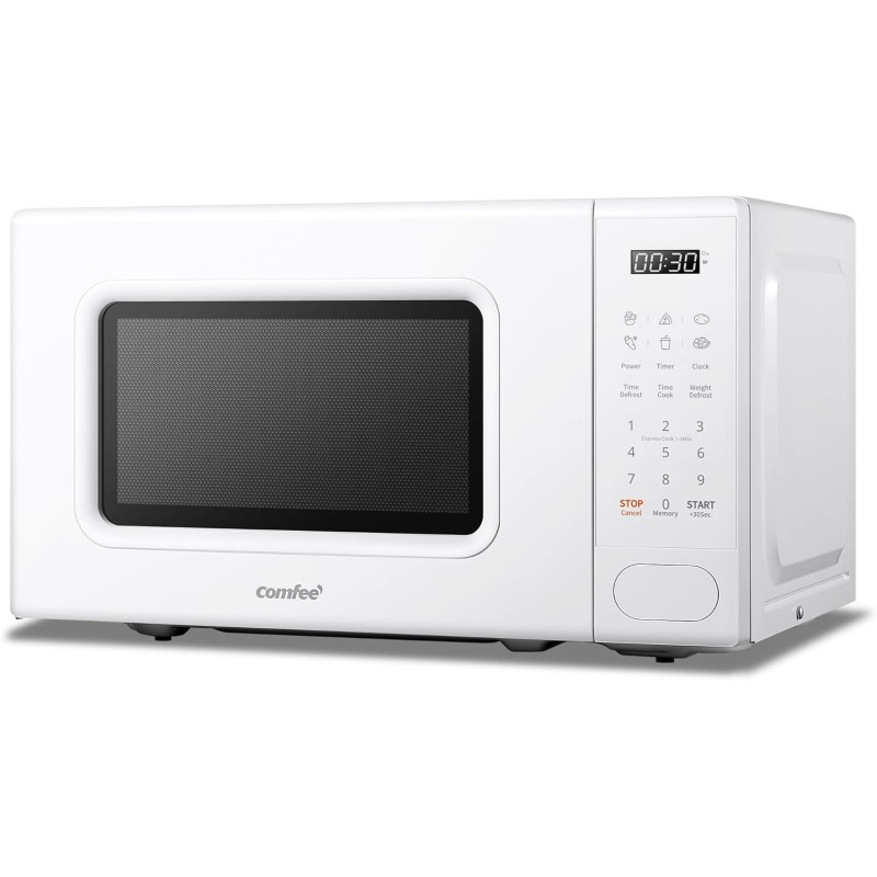 COMFEE' Forno a Microonde Digitale, 700W, 20L, 6 Menù Preimpostati, Express Cook, 11 Livelli di Potenza, Scongelamento, Funzione di Memorizzazione - Bianco - CM-E202CC(WH) - Bianco