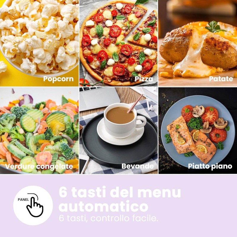 COMFEE' Forno a Microonde Digitale, 700W, 20L, 6 Menù Preimpostati, Express Cook, 11 Livelli di Potenza, Scongelamento, Funzione di Memorizzazione - Bianco - CM-E202CC(WH) - Bianco