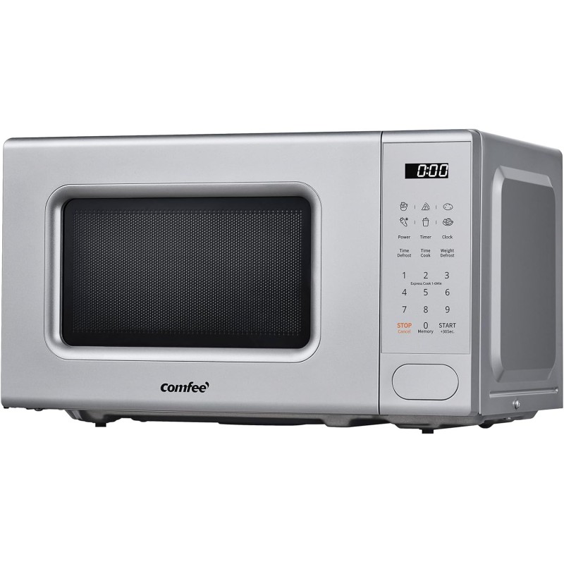 COMFEE' Forno a Microonde Digitale, 700W, 20L, 6 Menù Preimpostati, Express Cook, 11 Livelli di Potenza, Scongelamento, Funzione di Memorizzazione - Grigio - CM-E202CC(GR) - Grigio