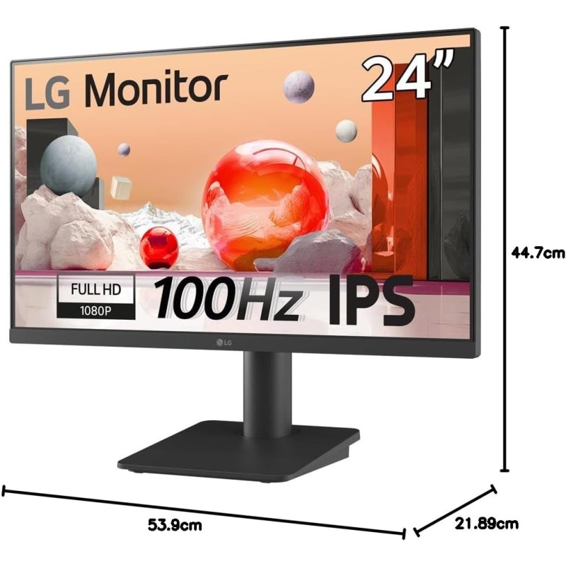 LG 24MS550 24" Full HD IPS Monitor, Height Adjustable, Stereo Speaker 4W, 100Hz, 1920x1080, 2x HDMI, Headphone Output, Anti-Glare Screen, Reader Mode, Flicker Safe, Black - 24" LG 24MS550 24" Full HD IPS Monitor, Height Adjustable, Stereo Speaker 4W, 100Hz, 1920x1080, 2x HDMI, Headphone Output, Anti-Glare Screen, Reader Mode, Flicker Safe, Black - 24"