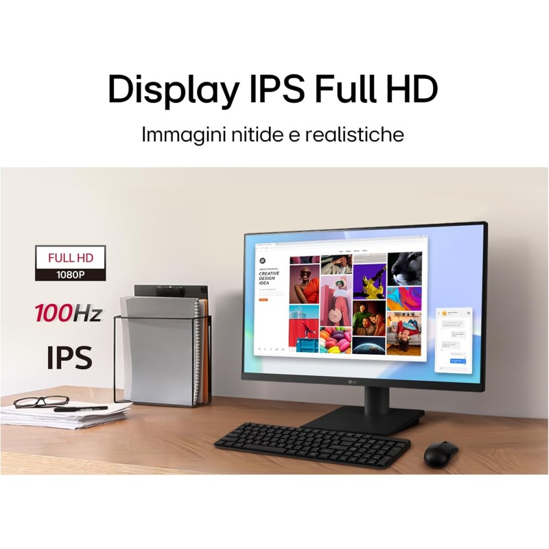 LG 24MS550 24" Full HD IPS Monitor, Height Adjustable, Stereo Speaker 4W, 100Hz, 1920x1080, 2x HDMI, Headphone Output, Anti-Glare Screen, Reader Mode, Flicker Safe, Black - 24" LG 24MS550 24" Full HD IPS Monitor, Height Adjustable, Stereo Speaker 4W, 100Hz, 1920x1080, 2x HDMI, Headphone Output, Anti-Glare Screen, Reader Mode, Flicker Safe, Black - 24"