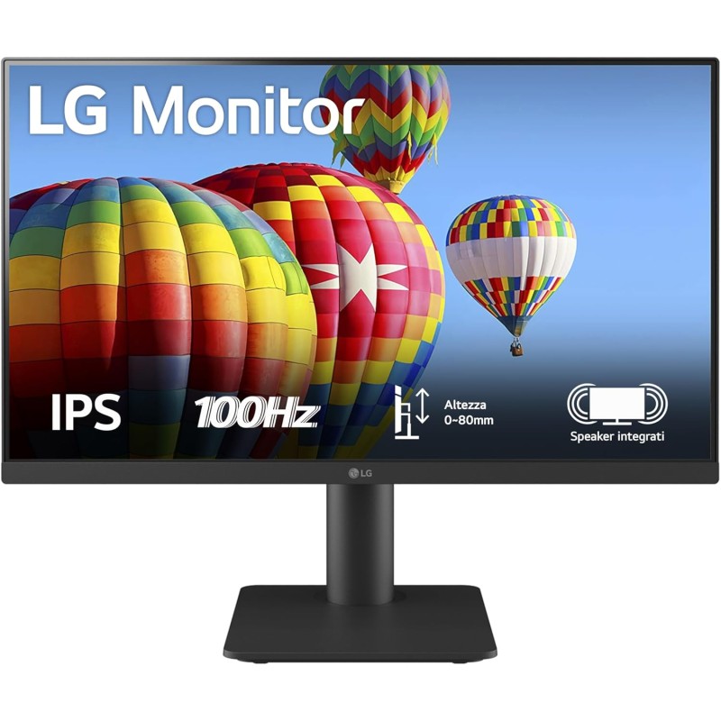 LG 24MS550 24" Full HD IPS Monitor, Height Adjustable, Stereo Speaker 4W, 100Hz, 1920x1080, 2x HDMI, Headphone Output, Anti-Glare Screen, Reader Mode, Flicker Safe, Black - 24" LG 24MS550 24" Full HD IPS Monitor, Height Adjustable, Stereo Speaker 4W, 100Hz, 1920x1080, 2x HDMI, Headphone Output, Anti-Glare Screen, Reader Mode, Flicker Safe, Black - 24"