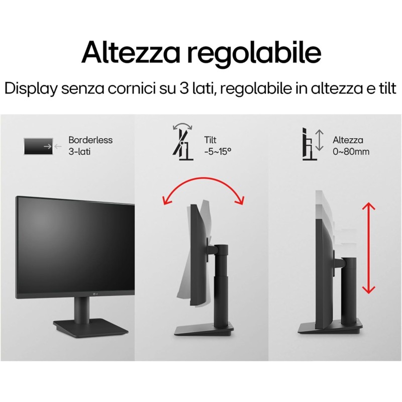 LG 27MS550 Monitor 27" Full HD IPS, Altezza Regolabile, Speaker Stereo 4W, 100Hz, 1920x1080, 2x HDMI, Uscita Cuffie, Schermo Antiriflesso, Reader Mode, Flicker Safe, Nero - 27" LG 27MS550 Monitor 27" Full HD IPS, Altezza Regolabile, Speaker Stereo 4W, 100Hz, 1920x1080, 2x HDMI, Uscita Cuffie, Schermo Antiriflesso, Reader Mode, Flicker Safe, Nero - 27"