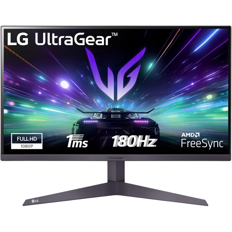 LG UltraGear 24GS50F Monitor Gaming 24" FHD (1920x1080), 180Hz, 1ms, AMD FreeSync, HDR 10, HDMI 1.4, DisplayPort 1.2, Uscita Cuffie, Flicker Safe, Nero - 24"