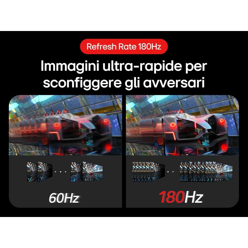 LG UltraGear 24GS50F Monitor Gaming 24" FHD (1920x1080), 180Hz, 1ms, AMD FreeSync, HDR 10, HDMI 1.4, DisplayPort 1.2, Uscita Cuffie, Flicker Safe, Nero - 24"