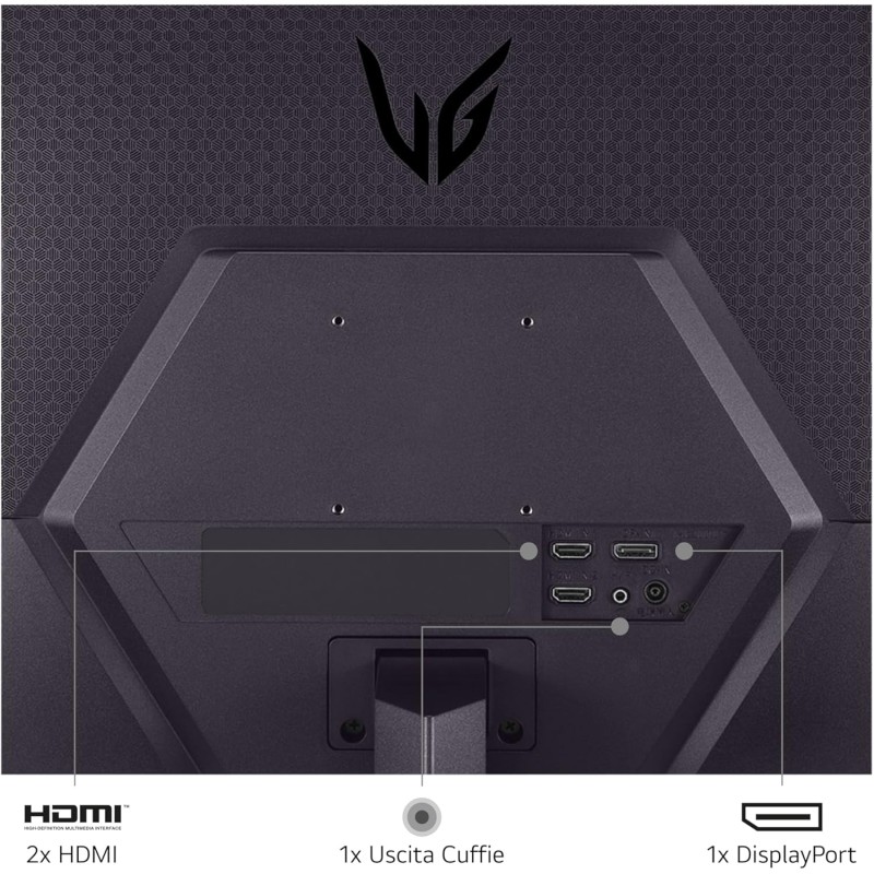 LG UltraGear 24GS50F Monitor Gaming 24" FHD (1920x1080), 180Hz, 1ms, AMD FreeSync, HDR 10, HDMI 1.4, DisplayPort 1.2, Uscita Cuffie, Flicker Safe, Nero - 24"