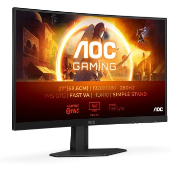 AOC Gaming C27G4ZXED 27 Pollici FHD Curved Monitor, 280 Hz, 1ms, HDR10, FreeSync Premium 1920x1080, HDMI, DisplayPort nero/grigio, 27 pollice FHD Curvo, Supporto fisso - 27" FHD