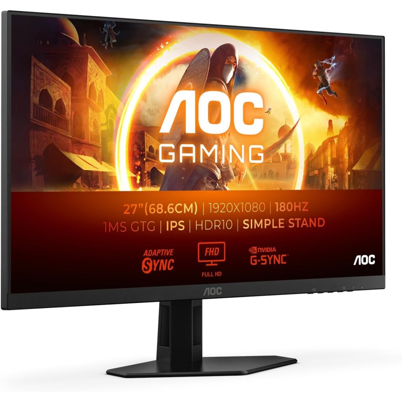 AOC Gaming 27G4XED 27 Zoll FHD Monitor, 180 Hz, 1 ms, FreeSync Prem., G-Sync comp., HDR10 1920x1080, HDMI 2.0, DisplayPort 1.4 schwarz, 27 pollice FHD, Fixed stand - 27" FHD AOC Gaming 27G4XED 27 Zoll FHD Monitor, 180 Hz, 1 ms, FreeSync Prem., G-Sync comp., HDR10 1920x1080, HDMI 2.0, DisplayPort 1.4 schwarz, 27 pollice FHD, Fixed stand - 27" FHD