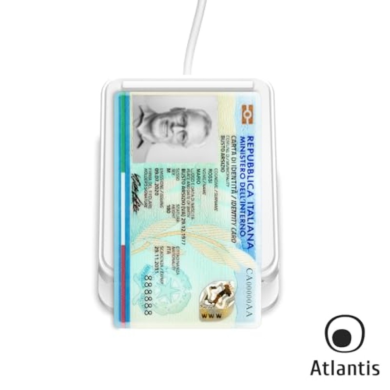 Atlantis lettore cie 3.0 carta d'identità elettronica e tessera sanitaria italiana, lettore smart card cns carta nazionale dei servizi, adatto per INPS, Ag. delle entrate, INAIL, Fascicolo sanitario Atlantis lettore cie 3.0 carta d'identità elettronica e tessera sanitaria italiana, lettore smart card cns carta nazionale dei servizi, adatto per INPS, Ag. delle entrate, INAIL, Fascicolo sanitario