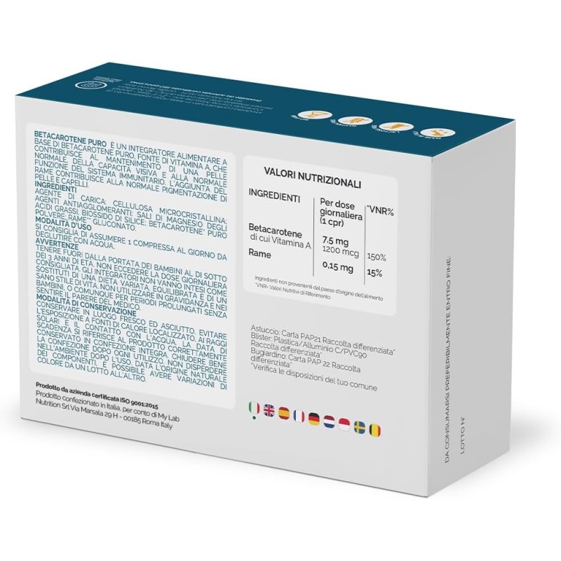 Nutracle Betacarotene 160 compresse | Integratore di Beta-Carotene e Rame per Abbronzatura Forte | Sostegno per la Vista Alta Concentrazione di Pro Vitamina A Nutracle Betacarotene 160 compresse | Integratore di Beta-Carotene e Rame per Abbronzatura Forte | Sostegno per la Vista Alta Concentrazione di Pro Vitamina A