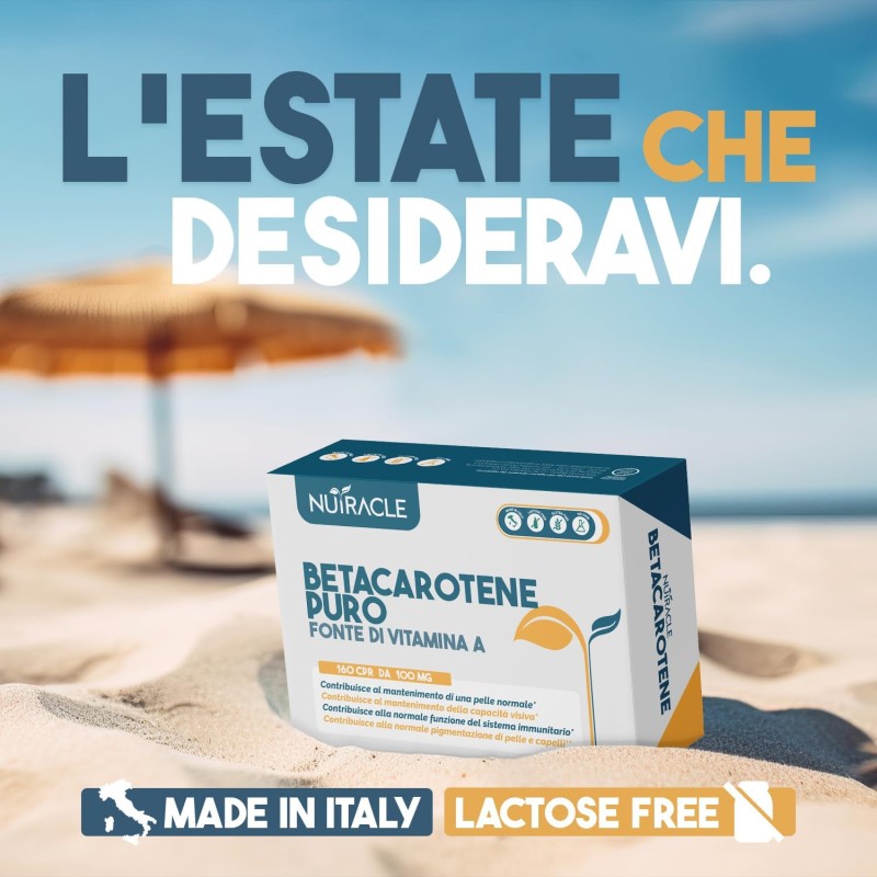 Nutracle Betacarotene 160 compresse | Integratore di Beta-Carotene e Rame per Abbronzatura Forte | Sostegno per la Vista Alta Concentrazione di Pro Vitamina A Nutracle Betacarotene 160 compresse | Integratore di Beta-Carotene e Rame per Abbronzatura Forte | Sostegno per la Vista Alta Concentrazione di Pro Vitamina A