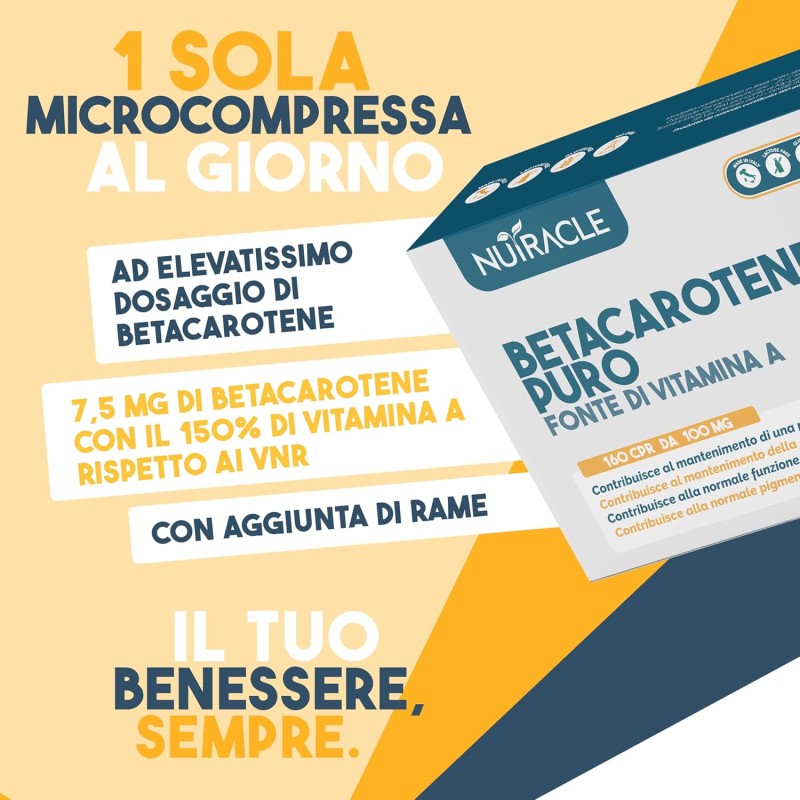 Nutracle Betacarotene 160 compresse | Integratore di Beta-Carotene e Rame per Abbronzatura Forte | Sostegno per la Vista Alta Concentrazione di Pro Vitamina A Nutracle Betacarotene 160 compresse | Integratore di Beta-Carotene e Rame per Abbronzatura Forte | Sostegno per la Vista Alta Concentrazione di Pro Vitamina A