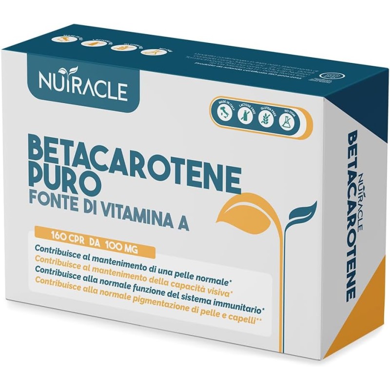Nutracle Betacarotene 160 compresse | Integratore di Beta-Carotene e Rame per Abbronzatura Forte | Sostegno per la Vista Alta Concentrazione di Pro Vitamina A Nutracle Betacarotene 160 compresse | Integratore di Beta-Carotene e Rame per Abbronzatura Forte | Sostegno per la Vista Alta Concentrazione di Pro Vitamina A
