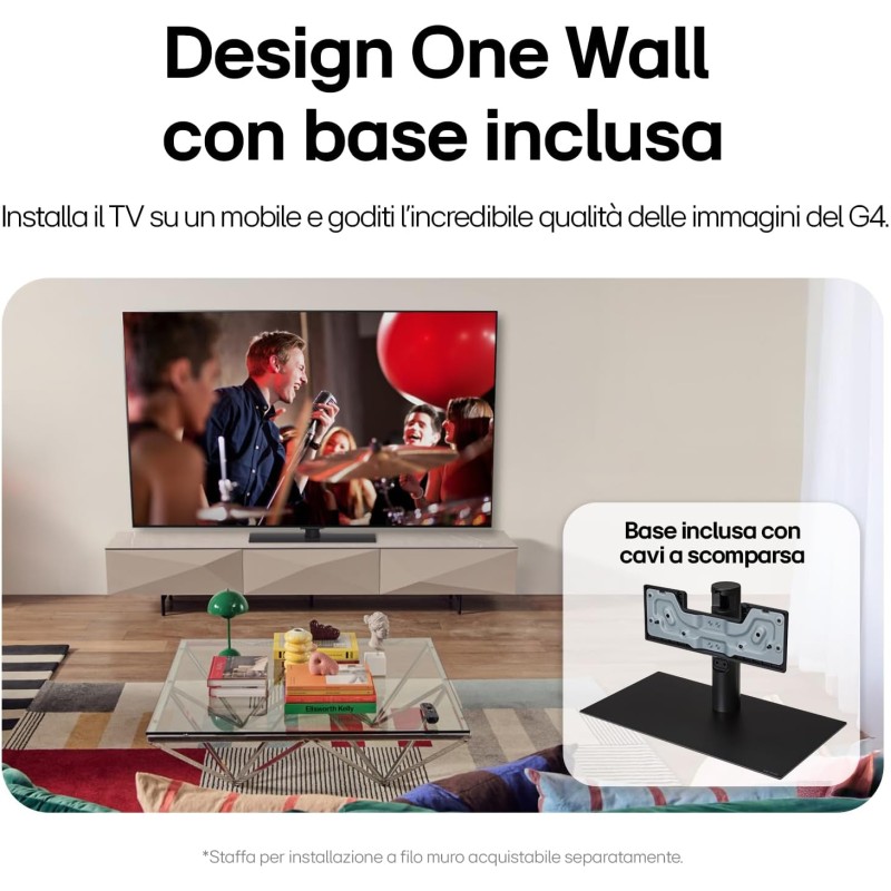 LG OLED evo 65'', Serie G4S 2024, OLED65G46LS, Smart TV 4K, Base da appoggio, Processore α11, Brightness Booster Max, 60W, Dolby Vision, Wi-Fi 6, 4 HDMI 2.1 4K@144Hz, GSYNC, VRR, ThinQ AI, webOS 24 - "65 con stand da appoggio LG OLED evo 65'', Serie G4S 2024, OLED65G46LS, Smart TV 4K, Base da appoggio, Processore α11, Brightness Booster Max, 60W, Dolby Vision, Wi-Fi 6, 4 HDMI 2.1 4K@144Hz, GSYNC, VRR, ThinQ AI, webOS 24 - "65 con stand da appoggio