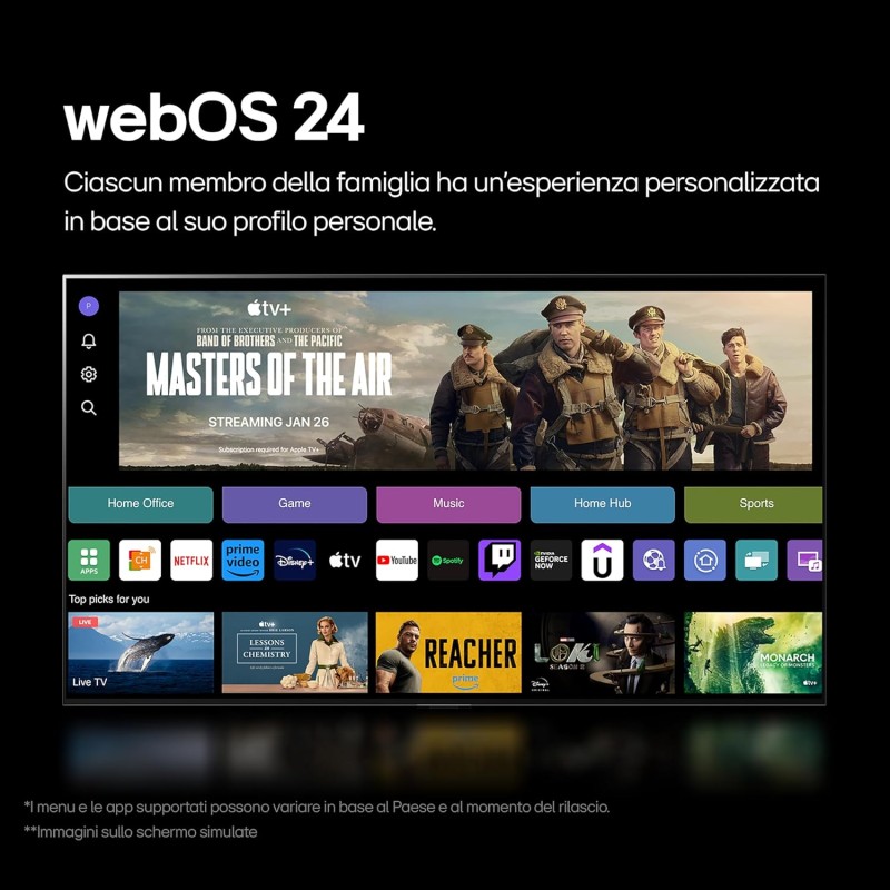 LG OLED evo 65'', Serie G4S 2024, OLED65G46LS, Smart TV 4K, Base da appoggio, Processore α11, Brightness Booster Max, 60W, Dolby Vision, Wi-Fi 6, 4 HDMI 2.1 4K@144Hz, GSYNC, VRR, ThinQ AI, webOS 24 - "65 con stand da appoggio LG OLED evo 65'', Serie G4S 2024, OLED65G46LS, Smart TV 4K, Base da appoggio, Processore α11, Brightness Booster Max, 60W, Dolby Vision, Wi-Fi 6, 4 HDMI 2.1 4K@144Hz, GSYNC, VRR, ThinQ AI, webOS 24 - "65 con stand da appoggio