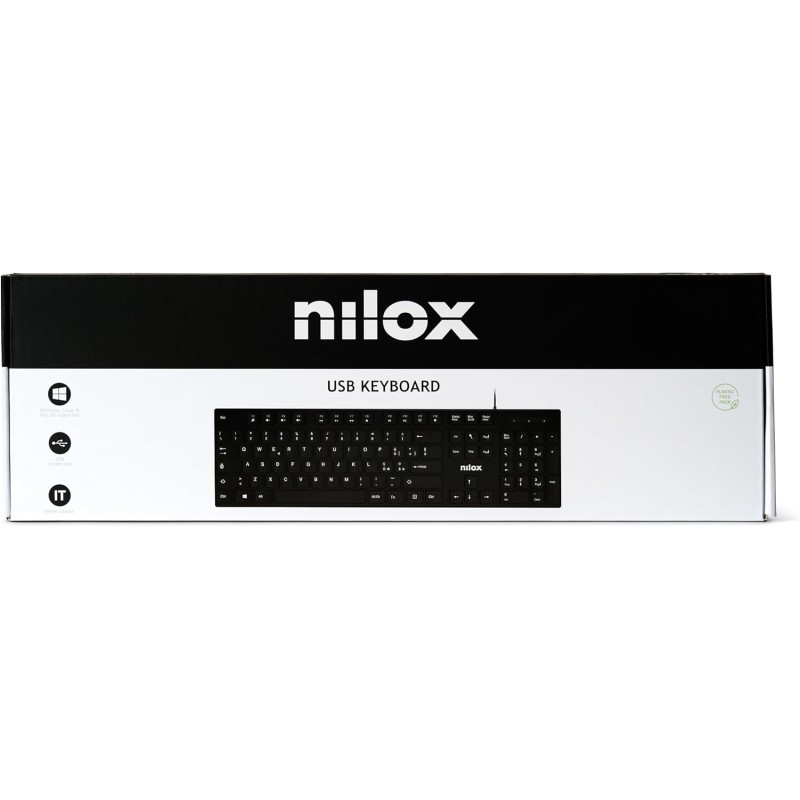 Nilox NXKBIT000012 Tastiera USB, Leggera e Compatta con Layout Italiano, Anti-usura, Cavo 1,5 metri, Tastiera Nera Compatibile con Windows, Linux e Mac Nilox NXKBIT000012 Tastiera USB, Leggera e Compatta con Layout Italiano, Anti-usura, Cavo 1,5 metri, Tastiera Nera Compatibile con Windows, Linux e Mac