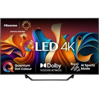 Hisense TV 43" QLED 4K 43A72NQ, Smart TV VIDAA U7, Dolby Vision, HDR 10+, Game Mode Plus, Dolby Atmos, Alexa Built-in, VIDAA Voice, Tuner DVB-T2/S2 HEVC 10, lativù 4K - 43''