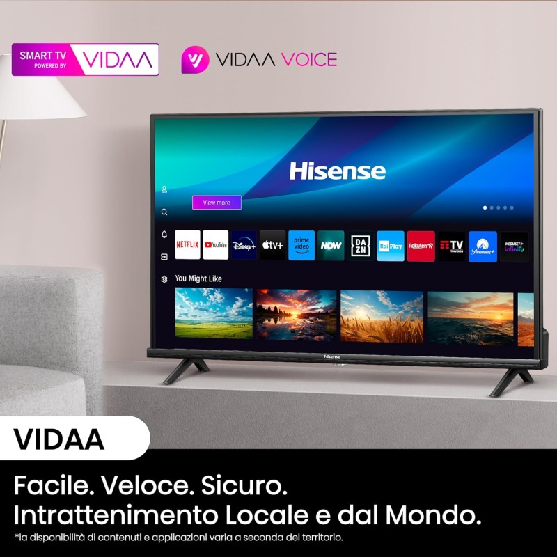 Hisense TV 32" HD Ready 32E43NT, Smart TV VIDAA U7, Game Mode, Works with Alexa, Tuner DVB-T2/S2 HEVC 10, lativù - 32'' Hisense TV 32" HD Ready 32E43NT, Smart TV VIDAA U7, Game Mode, Works with Alexa, Tuner DVB-T2/S2 HEVC 10, lativù - 32''