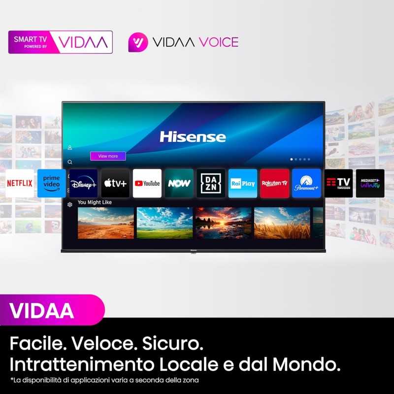 Hisense TV 65" QLED 4K 65E77NQ, Smart TV VIDAA U7, Dolby Vision, HDR 10+, Game Mode Plus, Dolby Atmos, Alexa Built-in, VIDAA Voice, Tuner DVB-T2/S2 HEVC 10, lativù 4K - 65'' Hisense TV 65" QLED 4K 65E77NQ, Smart TV VIDAA U7, Dolby Vision, HDR 10+, Game Mode Plus, Dolby Atmos, Alexa Built-in, VIDAA Voice, Tuner DVB-T2/S2 HEVC 10, lativù 4K - 65''