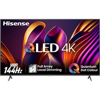Hisense TV 65" QLED 4K 144Hz 65E77NQ PRO, Smart TV VIDAA U7, Dolby Vision IQ, HDR 10+ Adaptive, 144hz Game Mode PRO, Dolby Atmos 2.1, Alexa Built-in, Tuner DVB-T2/S2 HEVC 10, lativù 4K, 65'', 2024 - 65''