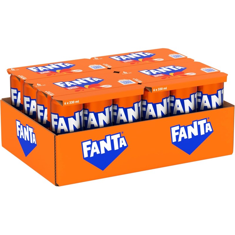 Fanta Original Gusto Arancia, con Succo di Arance Italiane, Senza Aggiunta di Conservanti, Lattina 100% riciclabile, Gusto Rinfrescante - 24 lattine da 330 ml - 330 ml 4x6