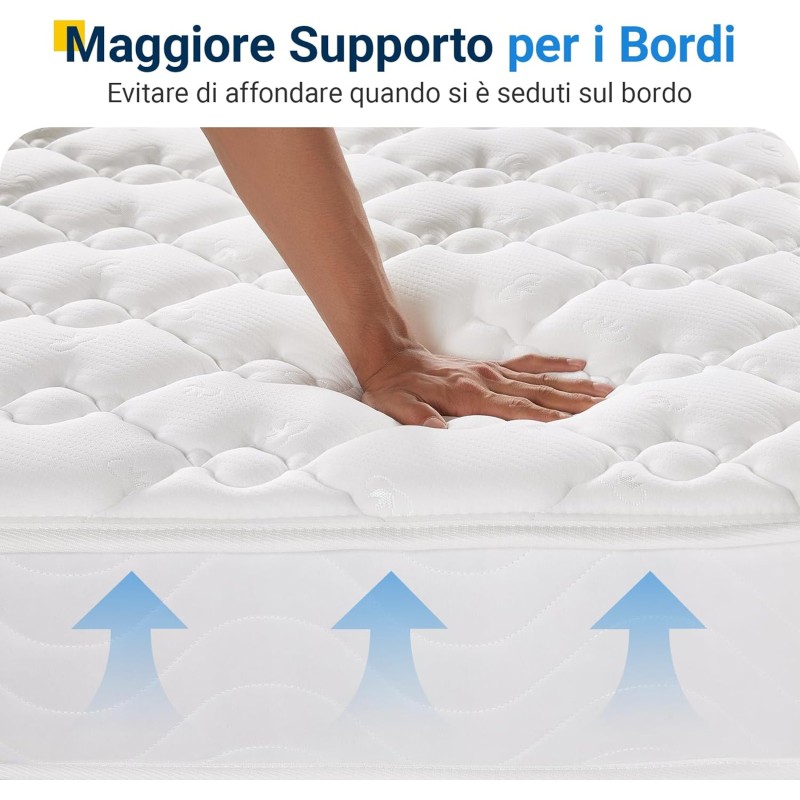 Avenco Materasso 140x190,Materasso Matrimoniale Molle Insacchettate a 3 zone Supporto Personalizzato, Isolamento del Movimento, Nessun Rumore per Migliorare la Qualità del Sonno - 140x190cm Avenco Materasso 140x190,Materasso Matrimoniale Molle Insacchettate a 3 zone Supporto Personalizzato, Isolamento del Movimento, Nessun Rumore per Migliorare la Qualità del Sonno - 140x190cm