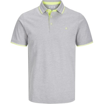 JACK & JONES Polo Plain Shirt Collar Polo - XS Light Grey Melange/Detail: Neon JACK & JONES Polo Plain Shirt Collar Polo - XS Light Grey Melange/Detail: Neon