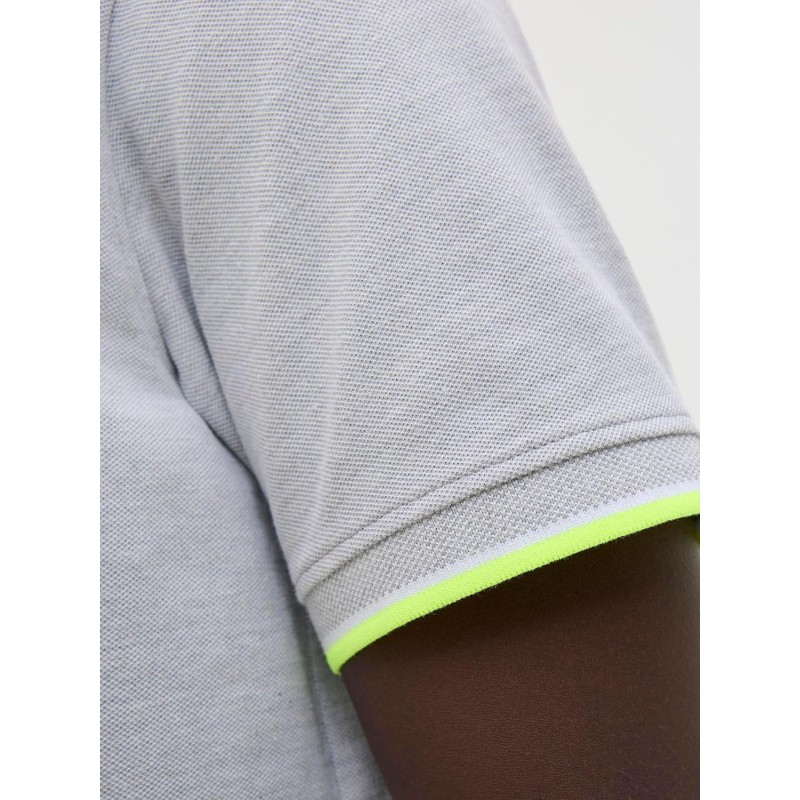 JACK & JONES Polo Plain Shirt Collar Polo - XS Light Grey Melange/Detail: Neon JACK & JONES Polo Plain Shirt Collar Polo - XS Light Grey Melange/Detail: Neon