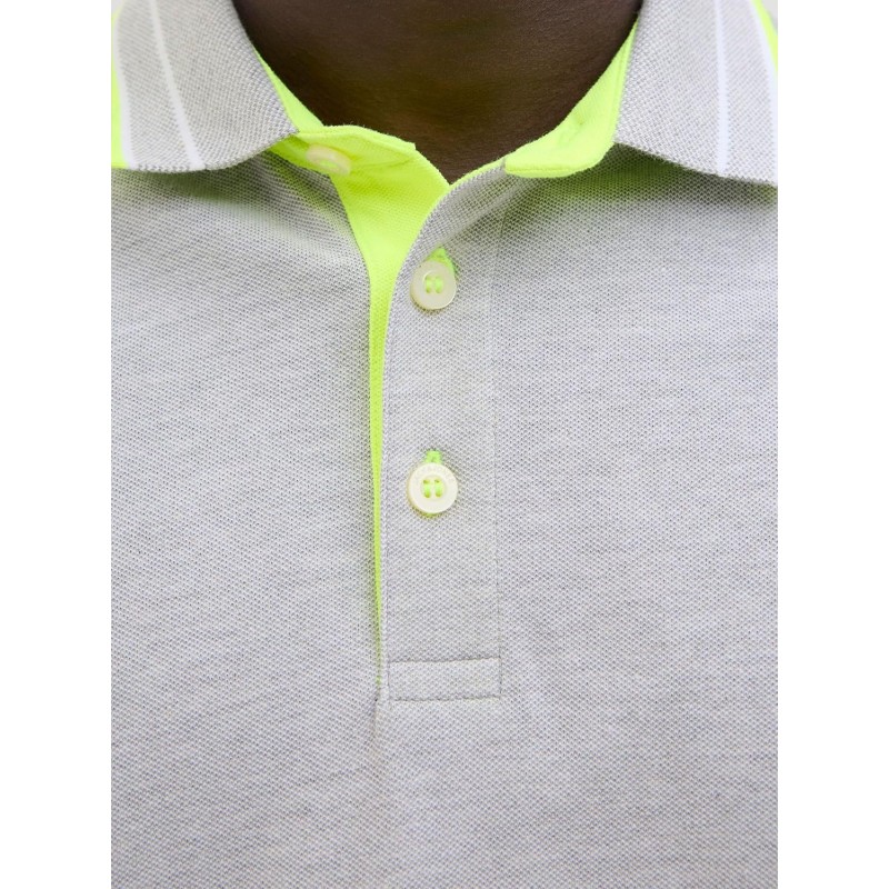 JACK & JONES Polo Plain Shirt Collar Polo - XS Light Grey Melange/Detail: Neon JACK & JONES Polo Plain Shirt Collar Polo - XS Light Grey Melange/Detail: Neon