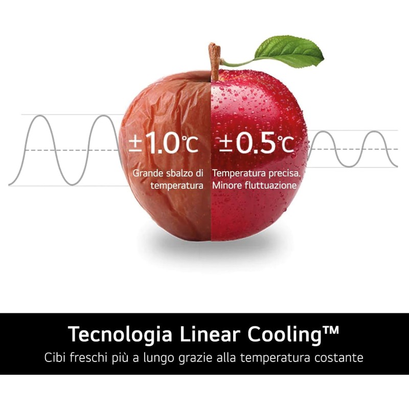 LG GTBV44PYBKD Frigorifero Doppia Porta 70cm, Classe E, 461l, Connettività Wi-fi Con App Thinq, Porte Piatte, Tecnologia Door & Linear Cooling, Display Esterno, Compressore Smart Inverter, Argento - 70 cm Prime Silver