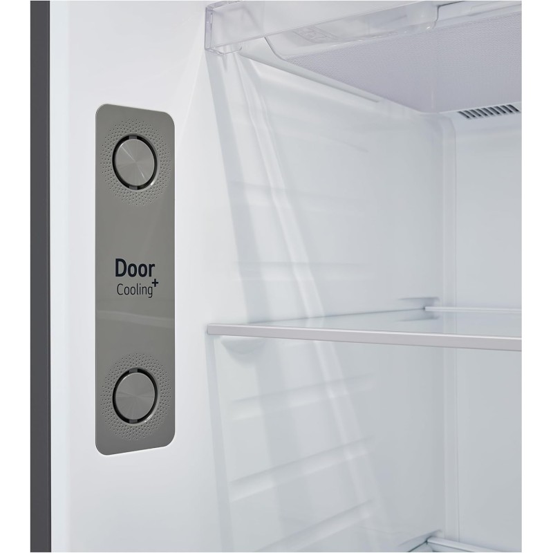 LG GTBV44PYBKD Frigorifero Doppia Porta 70cm, Classe E, 461l, Connettività Wi-fi Con App Thinq, Porte Piatte, Tecnologia Door & Linear Cooling, Display Esterno, Compressore Smart Inverter, Argento - 70 cm Prime Silver
