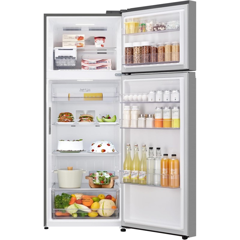 LG GTBV44PYBKD Frigorifero Doppia Porta 70cm, Classe E, 461l, Connettività Wi-fi Con App Thinq, Porte Piatte, Tecnologia Door & Linear Cooling, Display Esterno, Compressore Smart Inverter, Argento - 70 cm Prime Silver