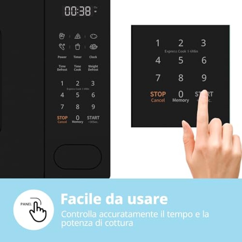 COMFEE' Forno a Microonde Digitale, 700W, 20L, 6 Menù Preimpostati, Express Cook, 11 Livelli di Potenza, Scongelamento, Funzione di Memorizzazione - Nero - CM-E202CC(BK) - Nero