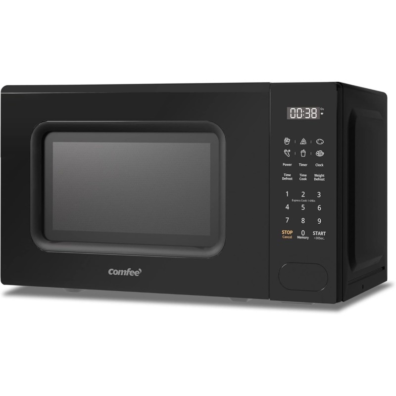 COMFEE' Forno a Microonde Digitale, 700W, 20L, 6 Menù Preimpostati, Express Cook, 11 Livelli di Potenza, Scongelamento, Funzione di Memorizzazione - Nero - CM-E202CC(BK) - Nero