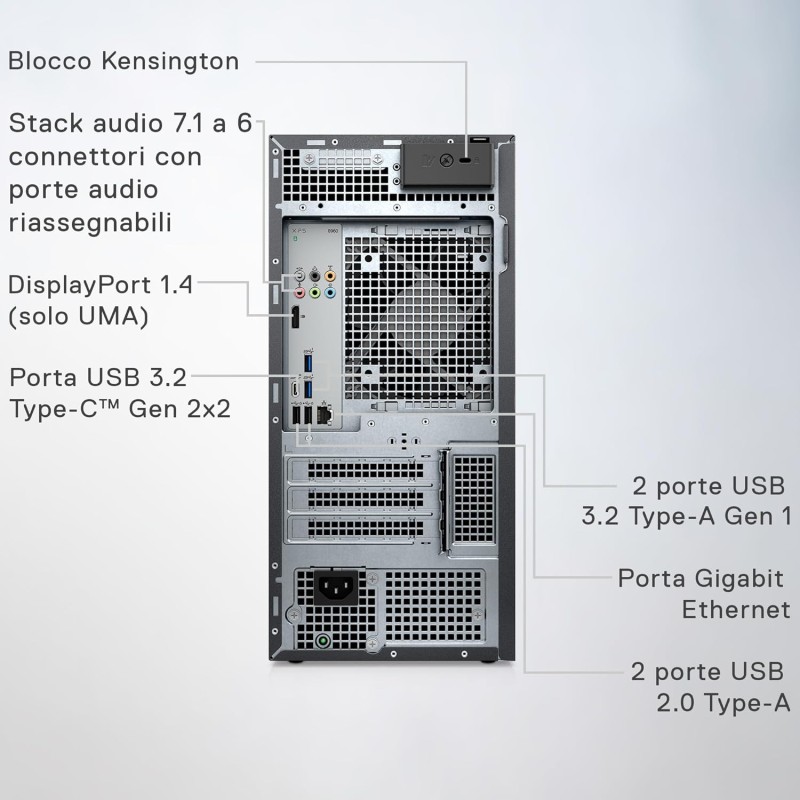 Dell XPS 8960 PC Desktop, Intel Core i7-14700, NVIDIA GeForce RTX 4060 8GB, 16GB RAM, 1TB SSD, Intel Killer Wi-Fi 6E, Windows 11 Pro, tastiera e mouse wireless Italiani QWERTY, nero Dell XPS 8960 PC Desktop, Intel Core i7-14700, NVIDIA GeForce RTX 4060 8GB, 16GB RAM, 1TB SSD, Intel Killer Wi-Fi 6E, Windows 11 Pro, tastiera e mouse wireless Italiani QWERTY, nero