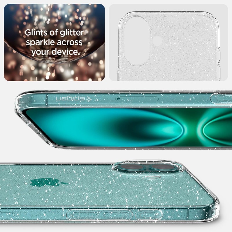 Spigen Cover Liquid Crystal Glitter Compatibile con iPhone 16 - Crystal Quartz - Crystal Quartz Spigen Cover Liquid Crystal Glitter Compatibile con iPhone 16 - Crystal Quartz - Crystal Quartz