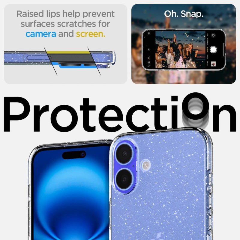 Spigen Cover Liquid Crystal Glitter Compatibile con iPhone 16 - Crystal Quartz - Crystal Quartz Spigen Cover Liquid Crystal Glitter Compatibile con iPhone 16 - Crystal Quartz - Crystal Quartz