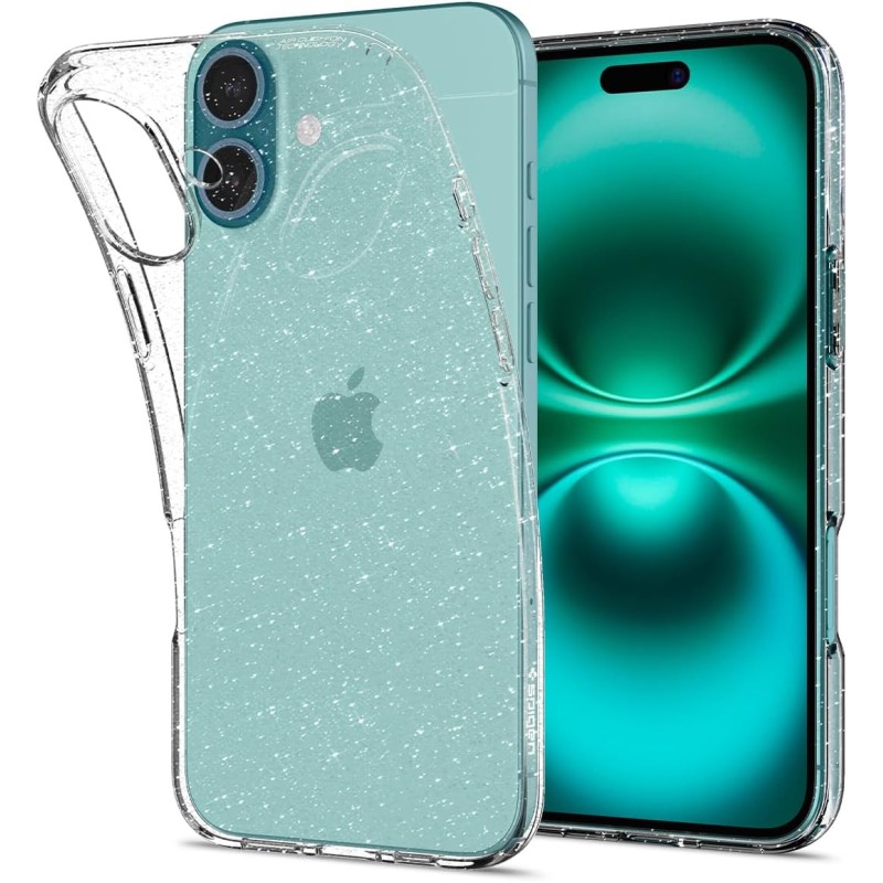 Spigen Cover Liquid Crystal Glitter Compatibile con iPhone 16 - Crystal Quartz - Crystal Quartz Spigen Cover Liquid Crystal Glitter Compatibile con iPhone 16 - Crystal Quartz - Crystal Quartz