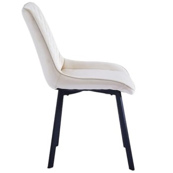 Set 4 Sedie per Sala da Pranzo, Casa, Ufficio, Soggiorno, Sala d'Attesa, Sedia Ergonomica con Rivestimento in Velluto e Piedi Nero, Poltrona Design Moderno Comoda con Struttura Robusta (Beige) - 51 x 62.5 x 83.5 cm Beige