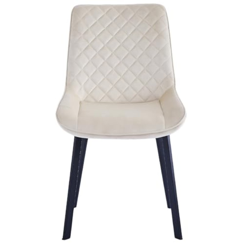 Set 4 Sedie per Sala da Pranzo, Casa, Ufficio, Soggiorno, Sala d'Attesa, Sedia Ergonomica con Rivestimento in Velluto e Piedi Nero, Poltrona Design Moderno Comoda con Struttura Robusta (Beige) - 51 x 62.5 x 83.5 cm Beige
