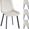 Set 4 Sedie per Sala da Pranzo, Casa, Ufficio, Soggiorno, Sala d'Attesa, Sedia Ergonomica con Rivestimento in Velluto e Piedi Nero, Poltrona Design Moderno Comoda con Struttura Robusta (Beige) - 51 x 62.5 x 83.5 cm Beige