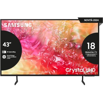 Samsung Smart TV 43" UE43DU7170UXZT, Crystal 4K UHD, 4K Upscaling, Slim Look, DVBT-2, Q-Symphony & OTS Lite, Integrato con Bixby, comp con Alexa e Google Assistant, Black 2024 - 43" Samsung Smart TV 43" UE43DU7170UXZT, Crystal 4K UHD, 4K Upscaling, Slim Look, DVBT-2, Q-Symphony & OTS Lite, Integrato con Bixby, comp con Alexa e Google Assistant, Black 2024 - 43"