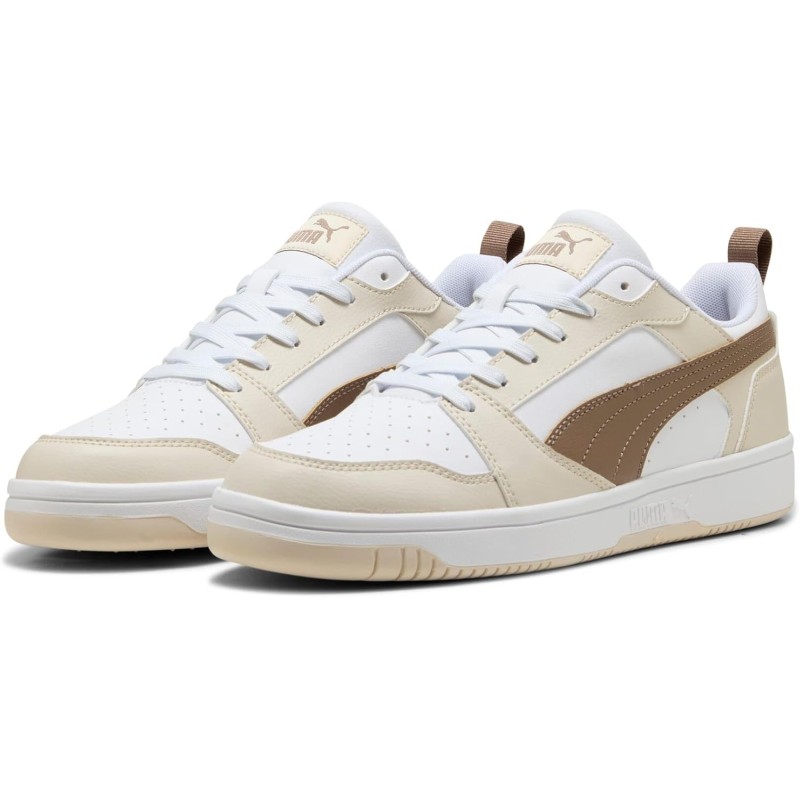 PUMA Rebound V6 Low SneakerUnisex - Adulto - 44 EU Puma White Totally Taupe Alpine Snow