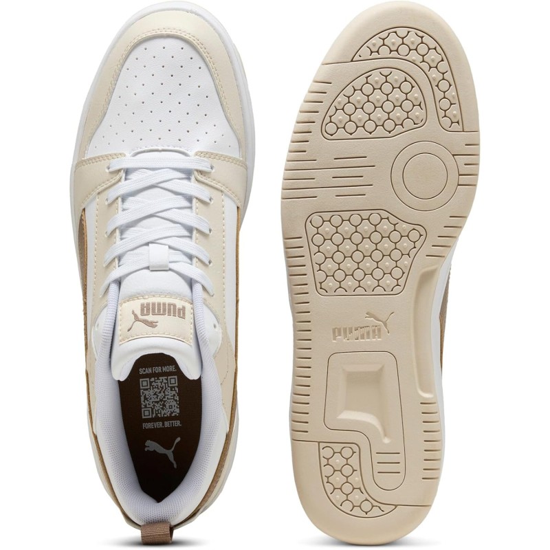 PUMA Rebound V6 Low SneakerUnisex - Adulto - 44 EU Puma White Totally Taupe Alpine Snow