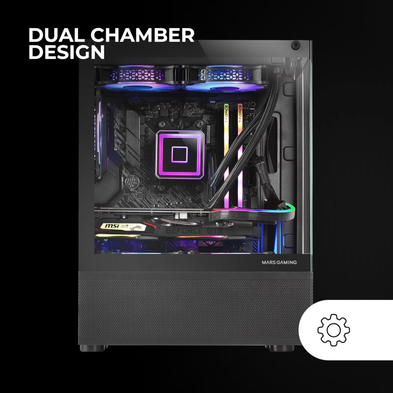 Mars Gaming MC-SE, Case PC Micro-ATX, Pannelli Frontali e Laterali Vetro Senza Cornice, Design Tecnologia AirTech Mesh, Mini Tower Gaming Doppia Camera, Supporto Raffreddamento a Liquido, Nero Mars Gaming MC-SE, Case PC Micro-ATX, Pannelli Frontali e Laterali Vetro Senza Cornice, Design Tecnologia AirTech Mesh, Mini Tower Gaming Doppia Camera, Supporto Raffreddamento a Liquido, Nero
