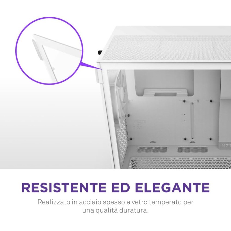 NZXT H5 Flow - Case per PC da gaming mid-tower ATX compatto - Flusso d'aria elevato - 2 ventole da 120 mm incluse - Supporto per radiatori da 360 mm (anteriore) e 240 mm (superiore) - Bianco - Bianco NZXT H5 Flow - Case per PC da gaming mid-tower ATX compatto - Flusso d'aria elevato - 2 ventole da 120 mm incluse - Supporto per radiatori da 360 mm (anteriore) e 240 mm (superiore) - Bianco - Bianco