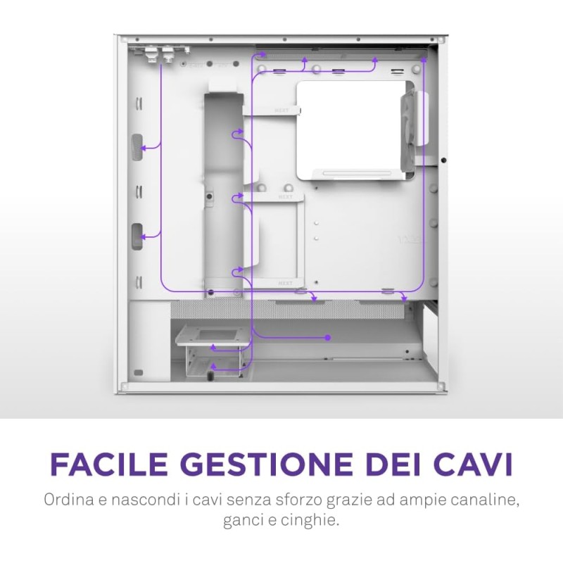 NZXT H5 Flow - Case per PC da gaming mid-tower ATX compatto - Flusso d'aria elevato - 2 ventole da 120 mm incluse - Supporto per radiatori da 360 mm (anteriore) e 240 mm (superiore) - Bianco - Bianco NZXT H5 Flow - Case per PC da gaming mid-tower ATX compatto - Flusso d'aria elevato - 2 ventole da 120 mm incluse - Supporto per radiatori da 360 mm (anteriore) e 240 mm (superiore) - Bianco - Bianco