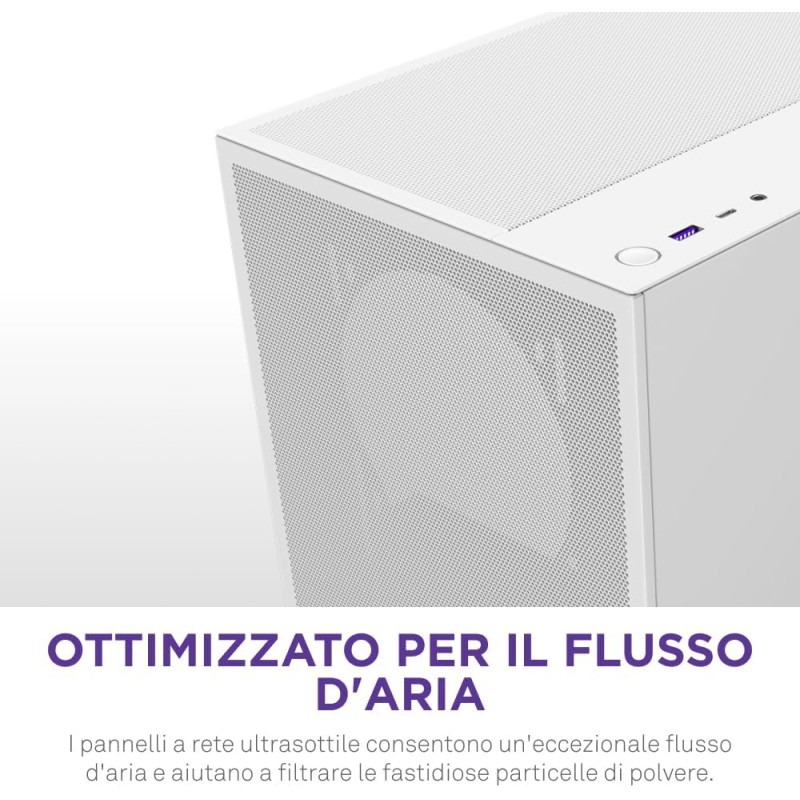 NZXT H5 Flow - Case per PC da gaming mid-tower ATX compatto - Flusso d'aria elevato - 2 ventole da 120 mm incluse - Supporto per radiatori da 360 mm (anteriore) e 240 mm (superiore) - Bianco - Bianco NZXT H5 Flow - Case per PC da gaming mid-tower ATX compatto - Flusso d'aria elevato - 2 ventole da 120 mm incluse - Supporto per radiatori da 360 mm (anteriore) e 240 mm (superiore) - Bianco - Bianco